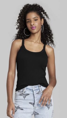 NWT Women's Slim Fit Cami Tank Top Ribbed Wild Fable Size 1X Black