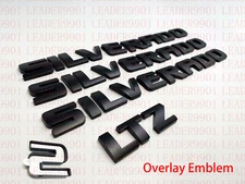 Overlay Emblem For Silverado 07-19 Door Tailgate Badge Matte Black Letters