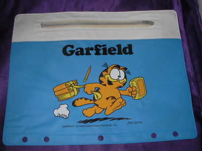 Vintage Garfield Zipper binder trapper keeper Pouch Pen Pencil bag