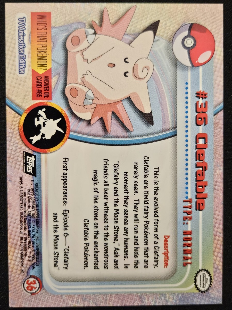Clefable #36 Topps TV Animation Edition Black Label Non Holo