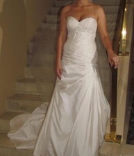 John Paul Ataker Hand-Beaded Taffeta Wedding Dress with Floor-Length Tule Veil  