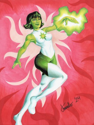 ORIGINAL Jade All-Star Squadron 9x12 comic anime fan art illustration