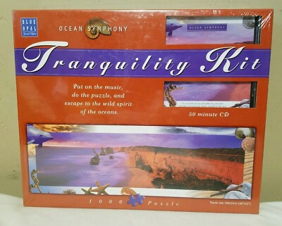 NEW Blue Opal Ocean Symphony Tranquility Kit 1000 Piece Puzzle 40''x13'' with CD