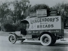 White Trucks NEW METAL SIGN: Langendorf's Royal Bread Delivery Truck