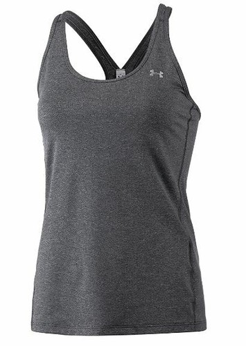 NEW WOMENS SIZE LARGE CHARCOAL UNDER ARMOUR UA RACER MESH ATHLETIC YOGA TANK TOP - Picture 5 of 5