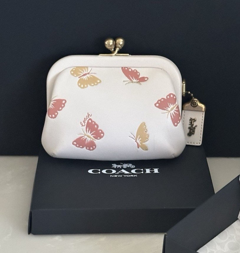 COACH 1941 BUTTERFLY CHALK/MULTI KISSLOCK COIN PURSE CASE 70512 | eBay