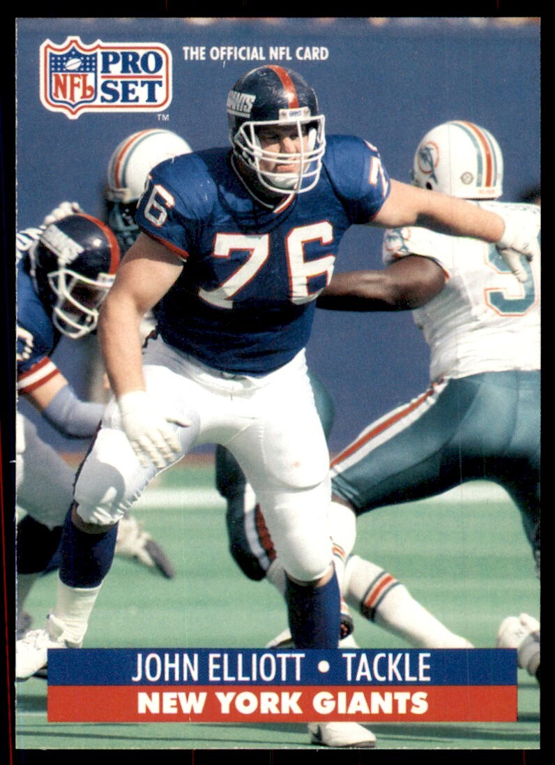 1991 Pro Set FACT Mobil John Elliott New York Giants #60