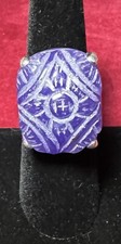 VTG Large Carved Amethyst Ring 925 Sterling Silver Size 7,  11 Grams