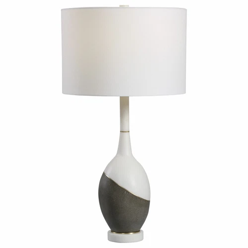 UTTERMOST 28465 TANALI CHARCOAL CONCRETE WHITE MARBLE LOOK MODERN TABLE LAMP - Picture 2 of 6