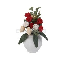 1/12 Dolls House Roses Flowers Plant In Ceramic Vase Fairy Garden Decoration 1/12 Dolls House Roses Flowers Plant In Ceramic Vase Fairy Garden Decoration