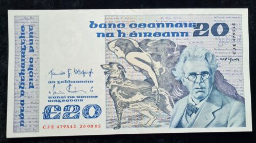 IRELAND  1985  £20 POUND  (CJE) YEATS  BANKNOTE - Zdjęcie 1 z 2