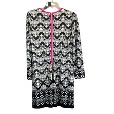 ELIZA J Long Sleeve Polyester Spandex Lined Dress Geometric Hot Pink Zip Size 6