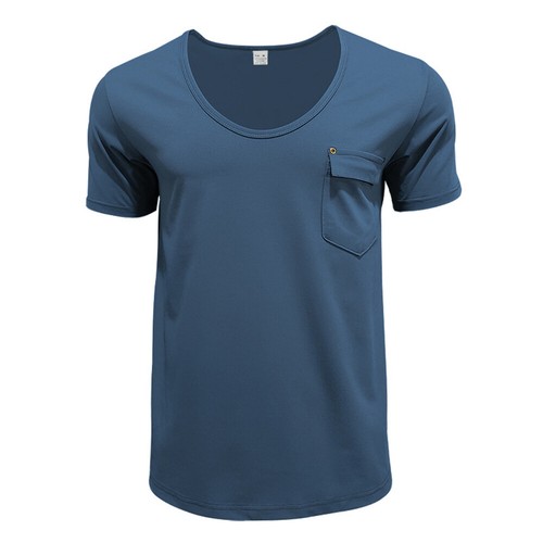 Camiseta Para Hombre Manga Corta Clásica Informal Suelta Cuello en V Camisas Pullover Bolsillos - Imagen 16 de 17