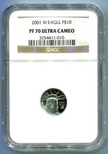 2001-W $10 PLATINUM STATUE of LIBERTY 1/10 Oz. EAGLE NGC PF70 PROOF PR70 4700.00 per troy oz
