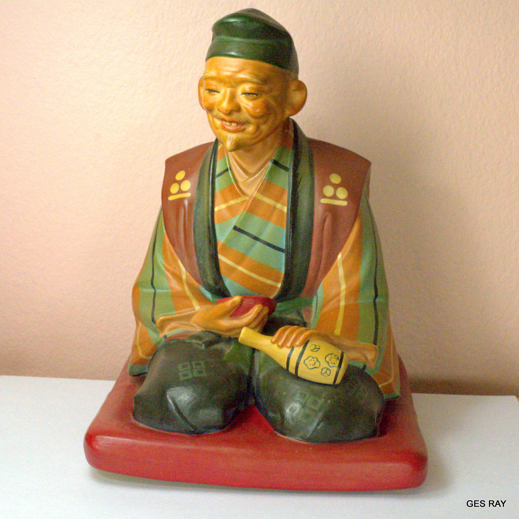 Vintage Japanese Sato Hakata Clay Doll Statue Figurine Japan