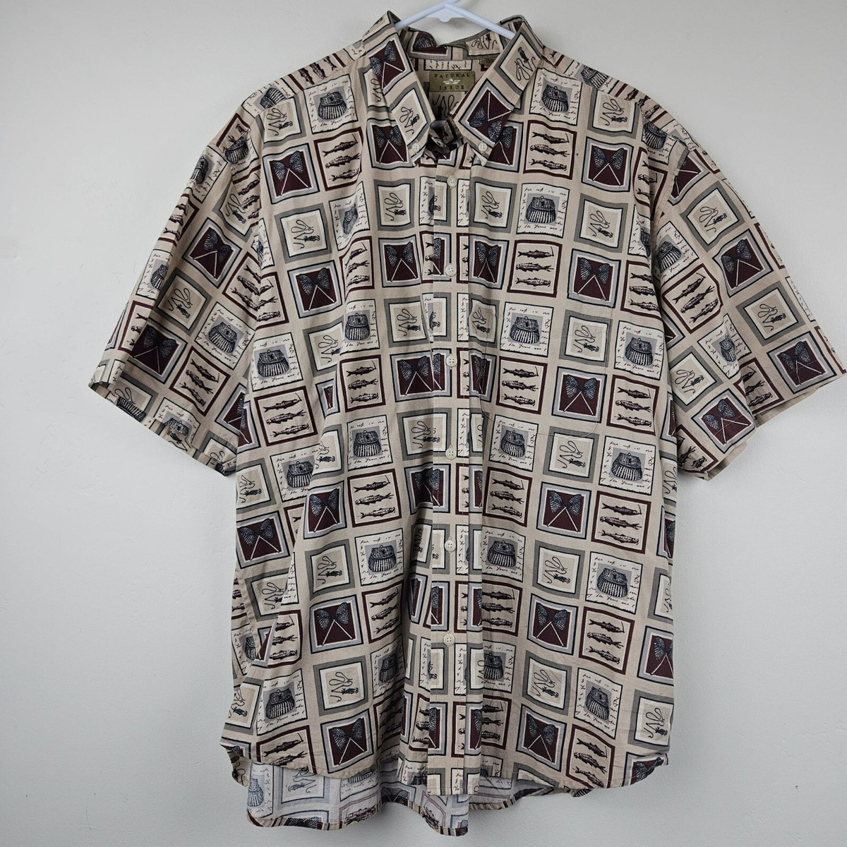 FISHING Fisherman SHIRT Mens XXL Natural Issue Outdoors Short