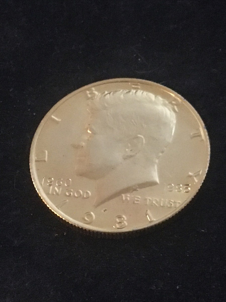 Rare Uncirculated 1981 P KENNEDY Half Dollar 24KT GOLD PLATED 1960