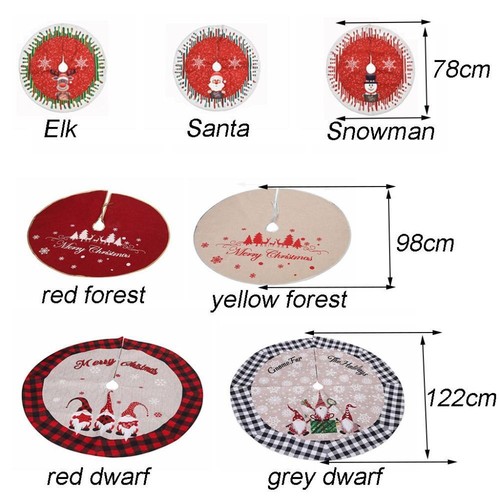 Santa Cloth/Linen Xmas Tree Skirt Floor Mat Cover Christmas Carpet Xmas Decor - Picture 2 of 17