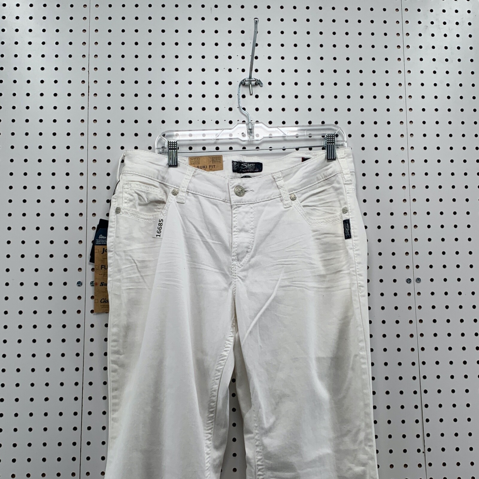 New Silver Jeans Suki Fit Stretch White Jeans Womens Sz 16 34 L Flare
