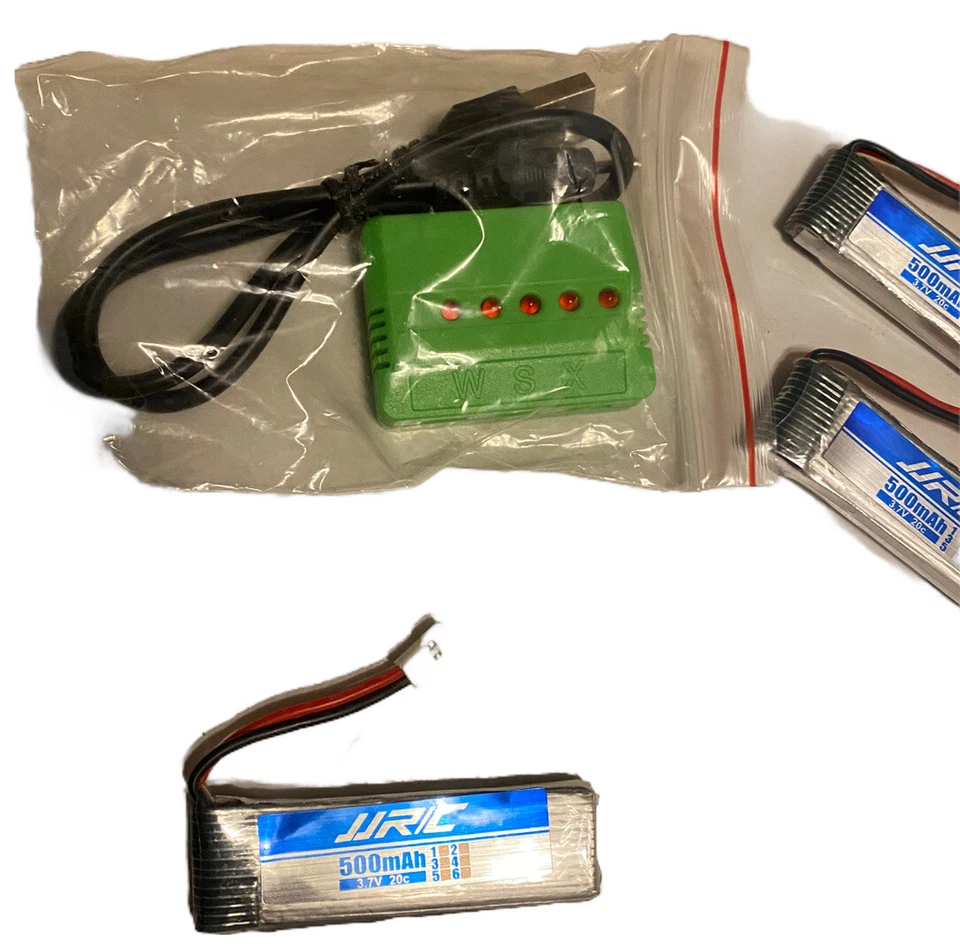 Batería y cargador de litio JJR/C 3,7 V 500 mAh 5 piezas para drone H37 ¡VER FOTOS! Foto 3 de 4