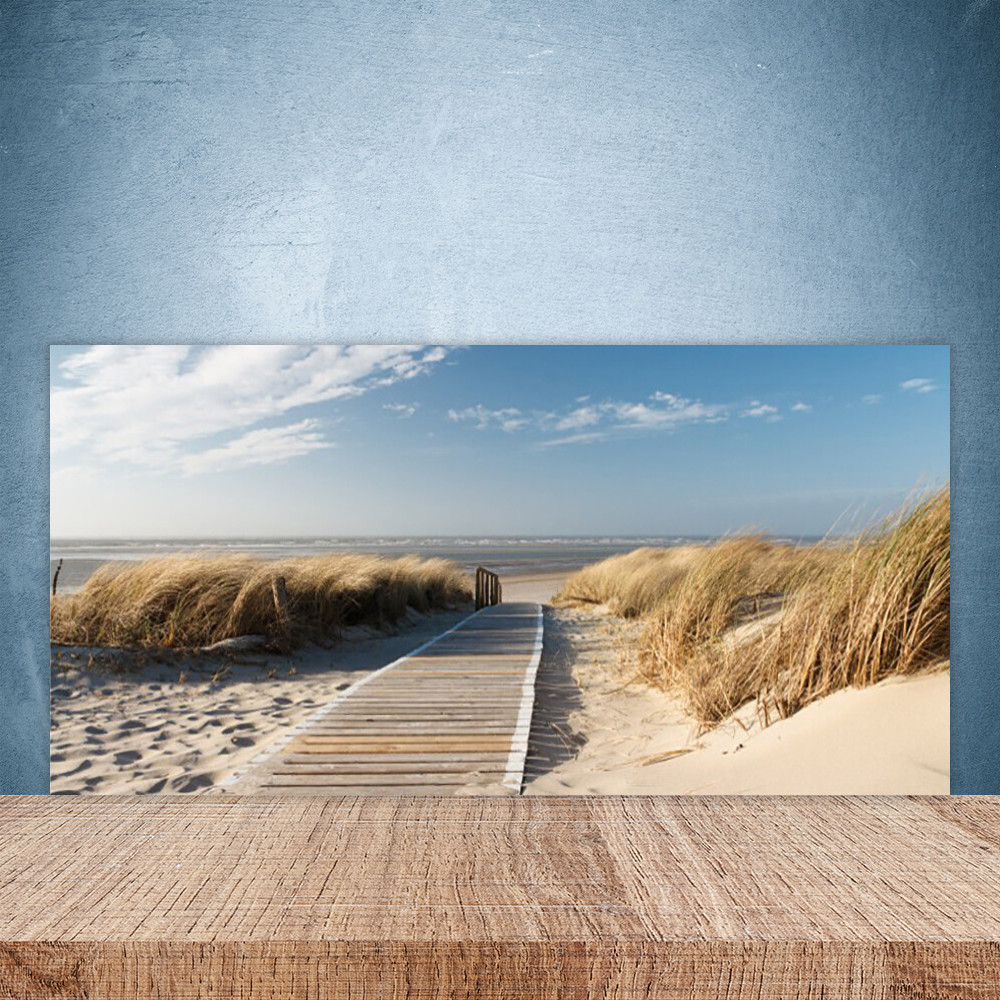 Crédence de cuisine en verre 100x50 cm avec motif de chemin de plage
