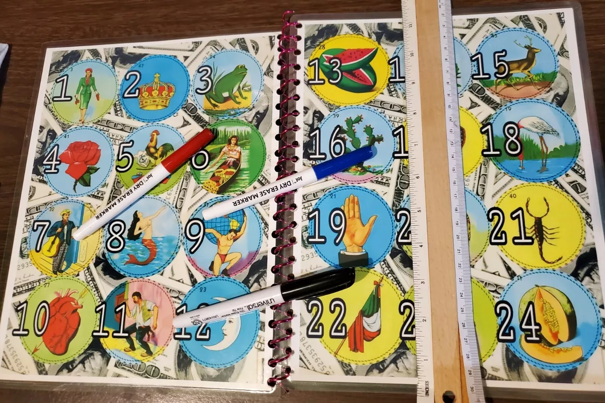 LOTERIA Game Raffle Sheets Laminated Notebook Numbers Name BINGO