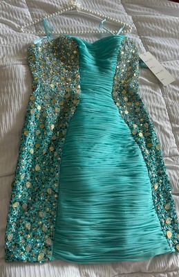 cinderella divine formal dress teal CD2420 | FITTED DRESS – Ladivine by Cinderella Divine main image 1