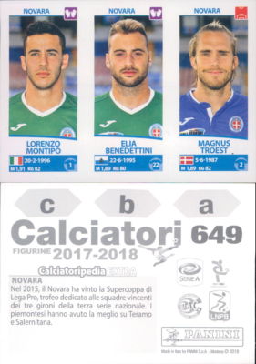 Sammelbild Fußballer Panini 2017/18-Novara Sammelbild Nr. 649 Neu, Perfekt