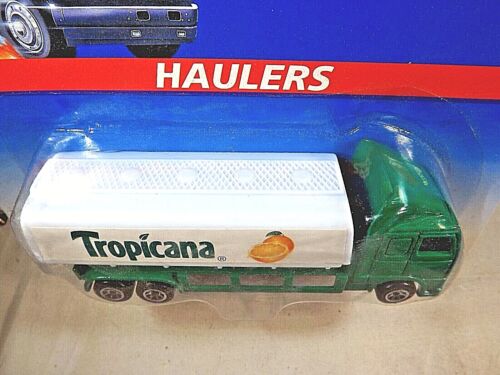 1996 Hot Wheels 64743 Haulers TROPICANA Tanker Truck Green/White w/Chrome7Spokes - Picture 3 of 6