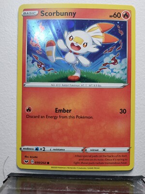 scorbunny pokemon card holographic COSMOS HOLO Scorbunny 030/202 NM / M - Exclusive Sword Shield Pokemon Card