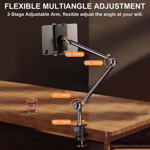 Support Tablette Lit Réglable Support IPad Support de Téléphone Réglable Rota... - Afbeelding 3 van 9