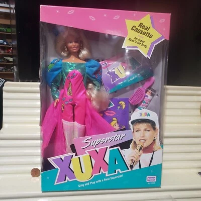 1993 Rose Art Inc. Aqua + Pink XUXA SUPER STAR Doll + CASSETTE Nu in Sealed Box - Image 1 of 4
