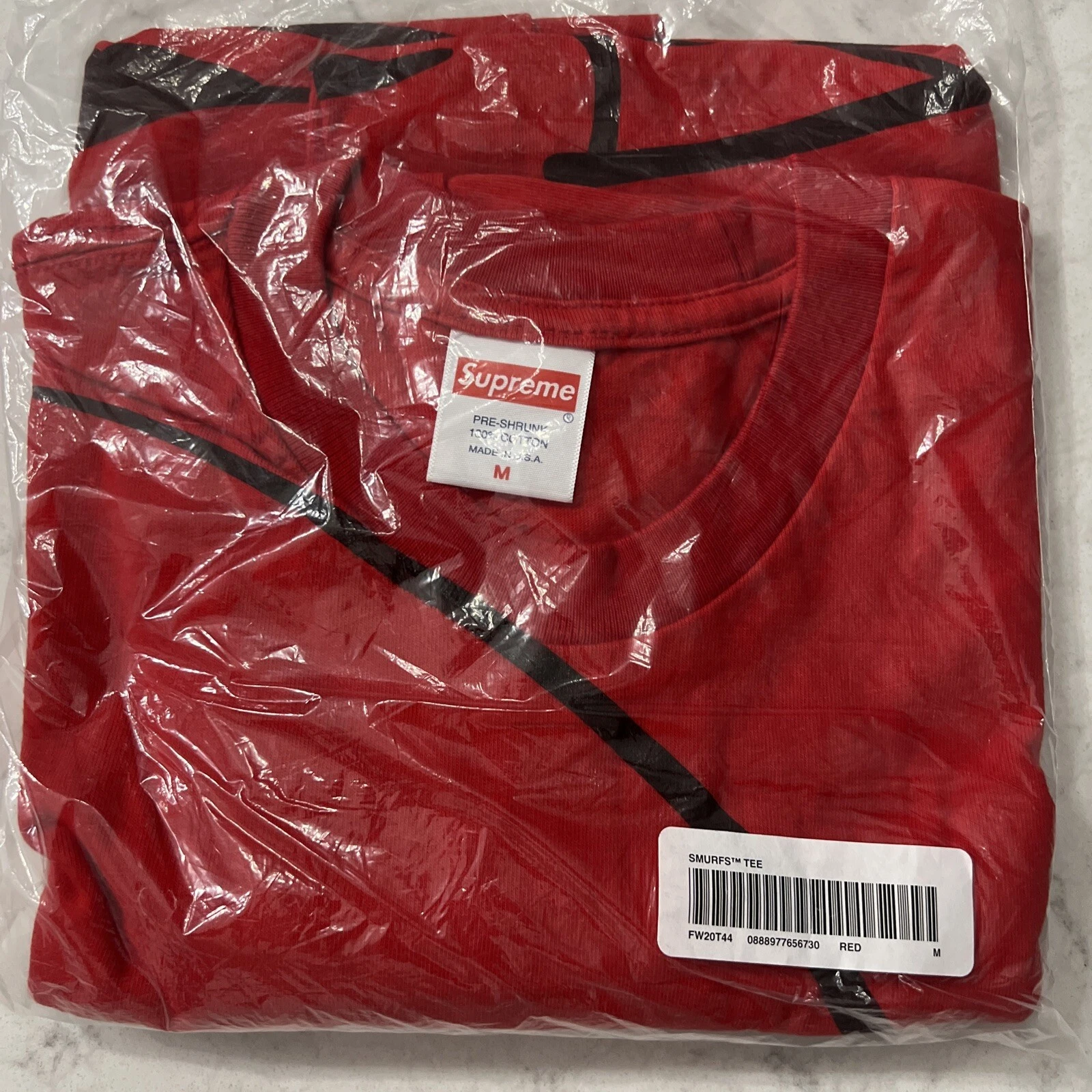Tee shirt Supreme Schtroumpfs taille rouge moyen FW20 neuf scellé avec étiquettes M