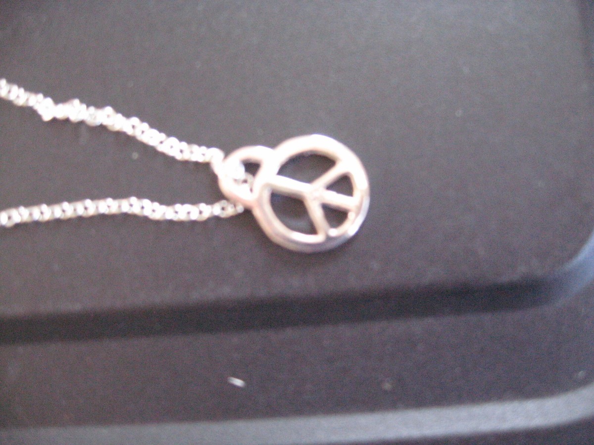 Tiffany & Co.  Peace Sign Pendant Necklace Sterling Silver w/ Box View 2