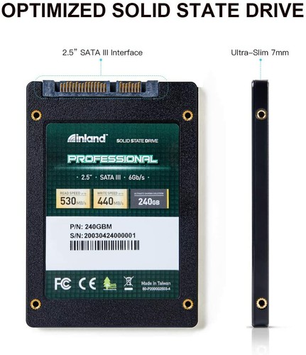 Inland Professional 240 GB 2.5 Inch 3D NAND SATA III 6Gb/s 7mm Internal SSD - Picture 5 of 6