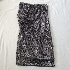 Alice + Olivia Womens Sequin Strapless Sasha Dress Size 6 Silver Cocktail