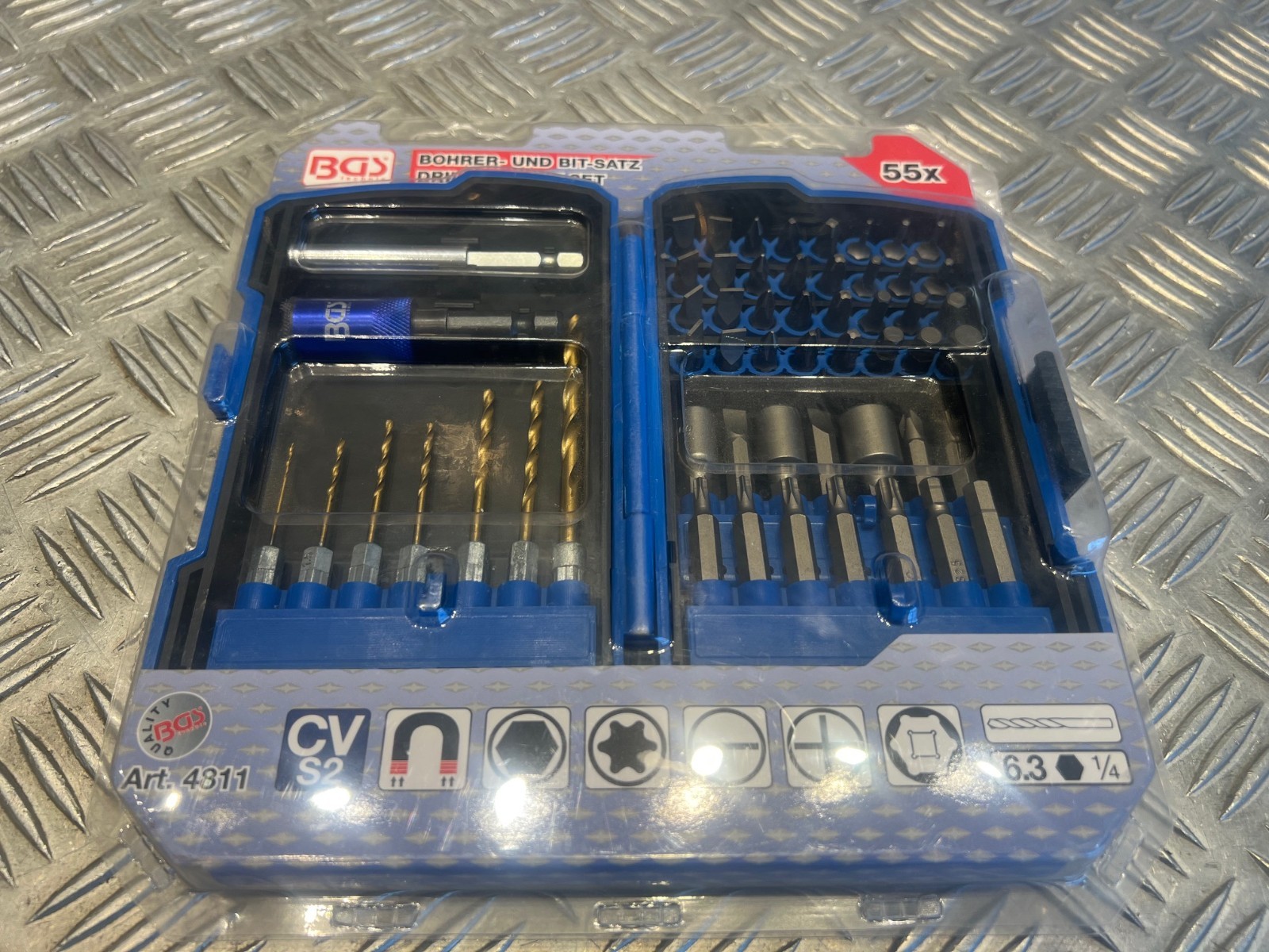 Coffret de forets et embouts de vissage 1/4 bgs de 55 pièces pour perceuse