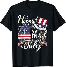 Happy 4th Of July Patriotic American Flag USA Men Women Kids T-Shirt