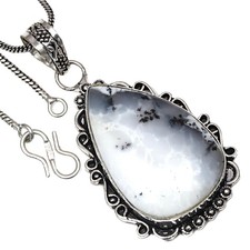 Pendant Dendritic Opal Gemstone Handmade Gift For Her Silver Jewelry 2.25