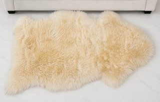 Genuine Ivory Sheepskin Rug Natural Soft Wool Fur Throw Chair Cover Floor Mat 1