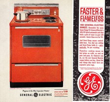 1961 General Electric Oven: Fast and Flameless Vintage Print Ad