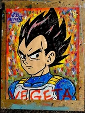 WILL STREET original painting 11x14/ dragon ball Art vegeta banksy manga anime