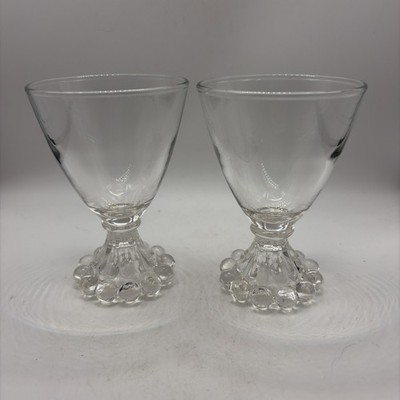 Set 2 VTG Berwick Boopie Bubble Base Clear Glass Liqueur Shot Glasses 2 Oz   4 T