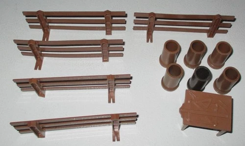 Marx 1950s Construction Camp Pipe Sections and Damaged Fence Sections