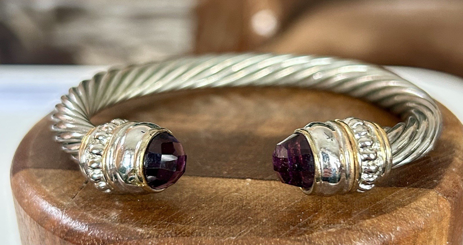 Open Cuff Bracelet With Interchangeable Jewel Tip… - image 8