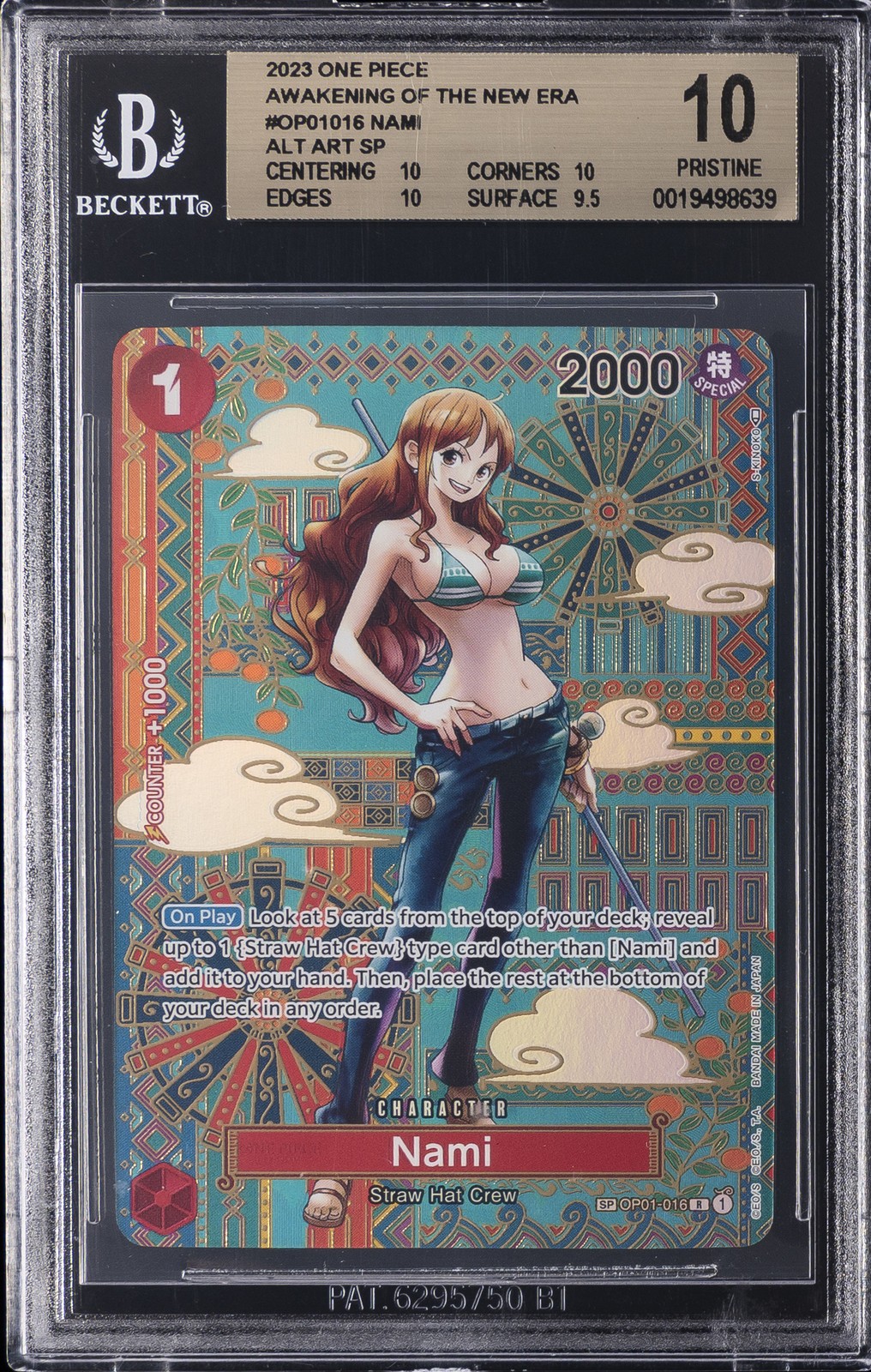 2023 ONE PIECE AWAKENING OF THE NEW ERA ALT ART SP ##OP01016 NAMI BGS 10