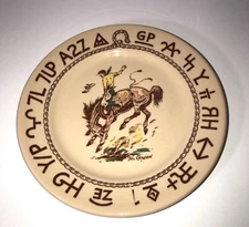 WALLACE CHINA WESTWARD HO RODEO SALAD PLATE 7 1/4 WESTERN BRONCO COWBOY GOODAN