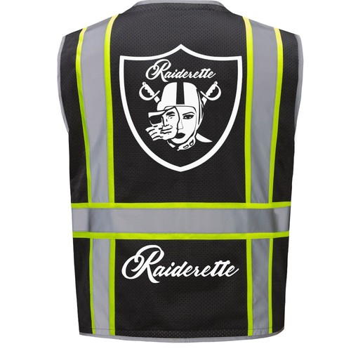 🏈🦺LAS VEGAS RAIDERS REFLECTIVE SAFETY HI-VIS VEST RAIDERETTE LOGO SIZE M-5XL