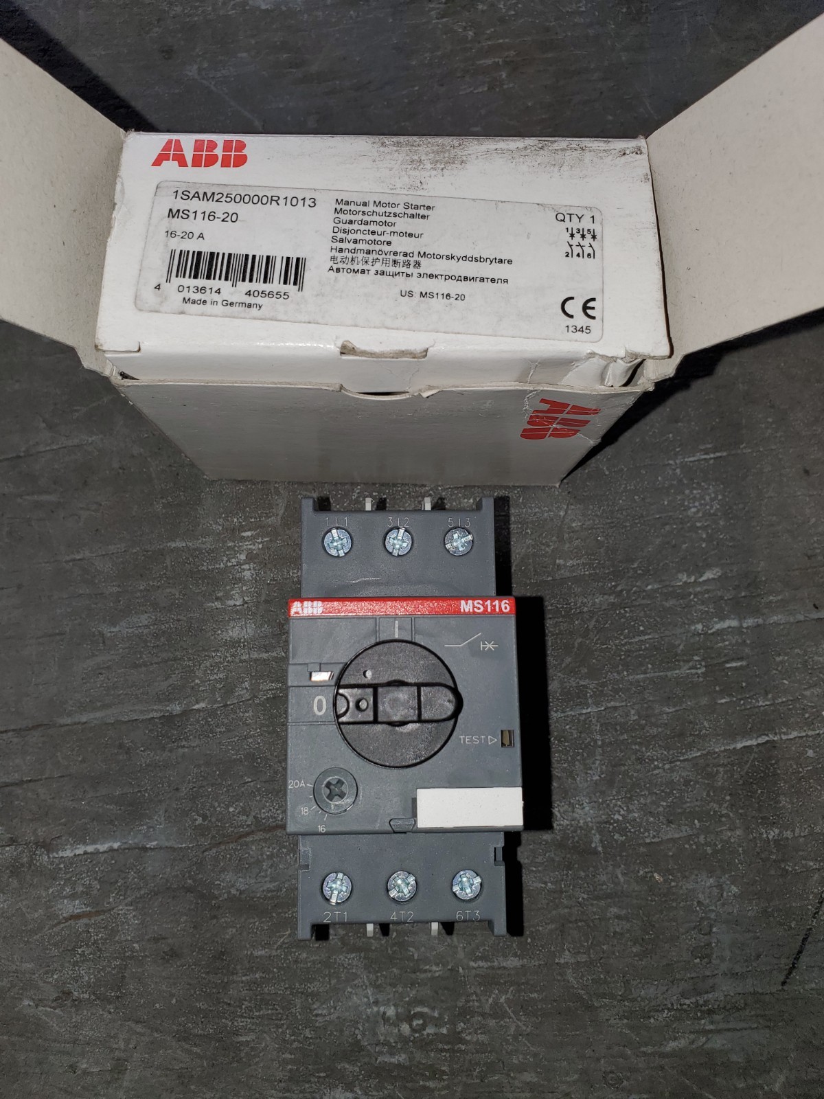 1SAM250000R1013 ABB MS116-20 Manual Motor Starter