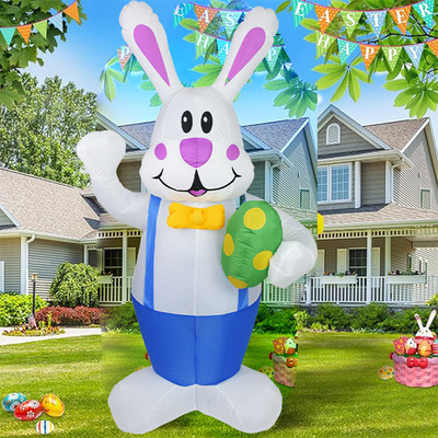 6FT Easter Inflatable Bunny Easter Blow-up Giant Bunny With LED Yard Decorations